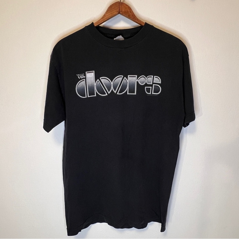 Vintage The Doors Classic Rock Band Black Graphic T-Shirt with Silver Logo